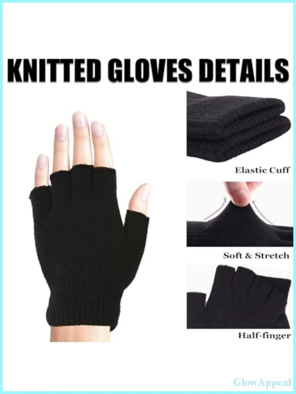 Fingerless Knit Gloves Touchscreen Unisex Warm Stretchy Half Finger Winter